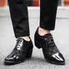 Dress Shoes Fashion Red Plaid Men's Pointed Leather High Heel Men Height Increasing Wedding zapatos hombre 230905