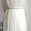 Mode Perle Shell Frauen Kette Gürtel Elegante Metall Dünne Schlanke Taille Gürtel Kleid Rock Wilden Bündchen Straps Bankett