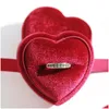 Jewelry Boxes Veet Ring Box Heart Shape Double Display Holder Case For Proposal Engagement Wedding Drop Delivery Packaging Otvus