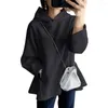 Women's Hoodies Solid Color Hoodie Top Stylish With Drawstring Long Sleeves Irregular Hem For Spring Autumn Fashion Casual Hooded