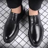 Robe chaussures hommes d'affaires plate-forme concise pointu mâle décontracté chaussure en cuir noir couleur unie à lacets peu profond Derby 230905