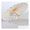 Parapluies Fans Parasols Mariée De Mariage Parapluie En Papier Blanc Poignée En Bois Artisanat Chinois Japonais 60Cm De Diamètre Drop Livraison Maison Gar Dhsxi