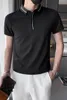 Camisas masculinas 2023 verão casual moda manga curta roupas superiores fino ajuste t-shirts lapela colarinho branco/preto cor pulôver M-3XL