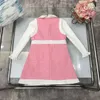 girls dresses fashion tracksuits Baby autumn sets Size 100-150 CM Pure white knitted sweater and lapel sleeveless dress Sep01
