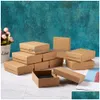 Jewelry Boxes 24Pcs Kraft Box Gift Cardboard For Ring Necklace Earring Womens Gifts Packaging With Sponge Inside Drop Delivery Packing Dhkls