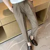 Mäns kostymer 2023 Autumn Winter Mens Plaid Pants British Slim Fit Dress Men Plus Size Pantalon Carreaux Homme Casual Formal