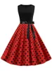 Nero a pois partito delle donne 2022 estate rosso Pin Up Rockabilly Robe Femme anni '50 anni '60 elegante abito vintage 230808