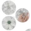 Couronnes de fleurs décoratives Décoration de Noël 14 cm Glitter Tête de fleur artificielle pour ornement d'arbre Faux bricolage anniversaire de mariage de Dhl2F