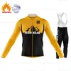 Ensembles de maillot de cyclisme Setelan bersepeda lengan panjang pria pakaian bulu domba termal Ropa Ciclismo musim dingin kustom 230905