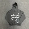 Herrespår trasiga planet skum brev tryck hoodie lös y2k hoodie graffiti brev tröja hip hop hajujuk tröjor