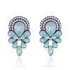 Boucles d'oreilles fleur belle pierre de cristal acrylique Piercing femmes strass bijoux de mode pour fête de noël