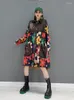 Women's Trench Coats URIOR Fashion Printed Stitching Denim Worn Cardigan Lapel Large Siae Medium Long Coat Women 2023 Autumn