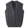 Heren Vesten Herfst Modemerk Argyle Vest Trui V-hals Gebreid Vest Mannen Trendy Wol Diamant Mouwloze Casual Kleding R82