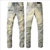 2022 Дизайнерские мужские джинсы в стиле хип-хоп, модные джинсовые брюки с дырками на молнии, ретро, рваные, сшитые, мужские, дизайн, езда на мотоцикле, крутые s340N