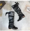 Mulheres joelho botas altas vermelho preto branco botas altas mulher plissado salto baixo casual couro feminino sapatos longos para meninas