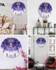 Väggklockor lila fjäder akvarell lysande pekare klocka hemprydnader runt tyst vardagsrum sovrum kontor dekor