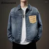 Vestes pour hommes Vintage imprimé lavé bleu cargo denim pour hommes printemps et automne mode décontractée manteaux rétro jeunesse haut hip hop vêtements