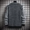 Мужские свитера осень/зима 2023, стильный полосатый свитер с длинными рукавами и лацканами, утепленный, теплый, модный, повседневный, свободный, удобный, мужской свитер