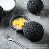 Bowls Creative Planet Bowl Molecular Cuisine Imitatie vulkanische steen Bal op het bord Ronde gerookte beker Zwart servies