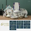 Set di stoviglie Set di stoviglie in ceramica Jingdezhen Set di ciotole e piatti in porcellana per uso domestico