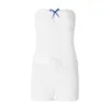 Women's Sleepwear Women Pants Suit Party Casual Summer Lace Wrap Chest Vest Crop Tops Loose Short White