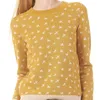 Women's Sweaters Women Fashion Yellow Round Neck Long Sleeves Pullover Jacquard Weave With Little Flowers