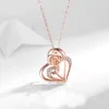 Catene Delicata Collana a Forma di Cuore con Fiore di Rosa Collana da Donna con Intarsio di Moda con Zircone Doppio Ciondolo d'Amore per Gioielli da Donna