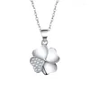 Correntes românticas zircão trevo colar feminino jóias na moda prata 999 mulheres acessórios de corrente pingente brilhante gargantilha 2023
