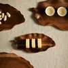 Plates Creative Wooden Pallet Household Chinese Tea Tray Restaurant Baking Fruit Cakes Leaf Snack Sushi Pizza Dessert Plate