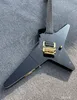 Electrtic guitar neck thru maple wood 3pcs body alder 2 wings ebony fingerboard no inlay no spring cover as requested gold parts