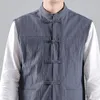 Gilet da uomo 2023 Estate Autunno Uomo Stile Cinese Vintage Lino Mens Senza Maniche Intrattenimento Musiche E Canzoni Cardigan Maschile Harajuku Punto Aperto Gilet