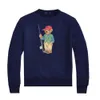 Niedźwiedź Polos Męskie bluzy sweter pulower wydrukowany niedźwiedź bawełniany długi rękaw europejski i amerykański jesienna zima 2023 Nowy kontrast swobodny kolor