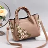 Factory wholesale women shoulder bags 8 elegant flower embroidery handbag daily Joker solid color leather bag this year's popular woven handbags 0626#