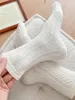 Meias femininas 5 pares primavera outono puro algodão branco feminino cor sólida meados tubo versátil senhoras meias listras torção absorção de suor