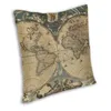 Oreiller Vintage carte du monde couverture décor à la maison S jeter pour canapé impression Double face