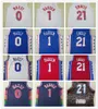 100% costurado jerseys de basquete James 1 Harden Joel 21 Embiid Tyrese 0 Maxey 2023 Equipe Branco Azul Vermelho Todos Bordados