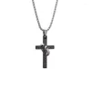 Pendant Necklaces POPACC Punk Style Hip Hop Letter Cross Ring Necklace For Men Simple Stainless Steel Fashion Jewelry Party Gift