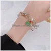 Beaded Ruifan Natural Green Jade Flower Waterdrop Pendant Mticolor Rutilated Quartz Crystal Bracelet Women Fine Jewelry Ybr572 Drop De Dhno2