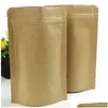 Packing Bags Wholesale Food Moisture Proof Packaging Sealing Pouch Brown Kraft Paper With Aluminum Foil Inside For Tea Snack Drop De Otkve