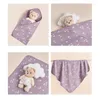 Couvertures Baby Swaddles Couverture avec chapeau pendant 0-3 mois Unisexe en coton Enveloppe Bornwaddle Set Girl Boy