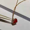 Zincirler kırmızı şeftali kalp gümüş gül altın kolye bilezik küpeler lüks mücevher seti kadın en kaliteli marka tasarım trend Japonya Kore
