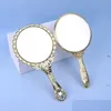 Mirrors Hand-Held Makeup Romantic Vintage Hand Hold Zerkalo Gilded Handle Oval Round Cosmetic Mirror Make Up Tool Dresser Gift 0510 Dhzkl