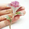 Broches Mode-sieraden Luxe Roze Oostenrijkse Kristal Orchidee Bloem Vrouw Broche Pin