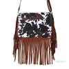 Evening Bags Whole Brown Cow Women Vegan Leather Hobo Fringe Crossbody Tassel Purse Lady Vintage Small Handbag Cute