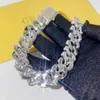 Arrival Stock Ready to Ship Hip Hop 23mm Solid 3d Side Iced Cuban Link Bracelet with Moissanite Diamond