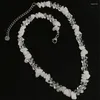 Correntes frescas e frescas de cascalho branco com painéis de cristal colar design sentido corrente de clavícula