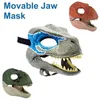 Masques de fête 3D Horreur Dinosaure Couvre-chef Masque de dinosaure réaliste Raptor Dino Masque de dinosaure à mâchoire mobile PVC Couvre-chef Halloween Enfants Jouet 230906