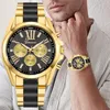 Wristwatches Men Luxury Diamond Design Watch Top Stainless Steel Band Business Casual Quartz Men's Three-eye Multi-function