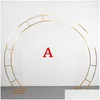 Party Decoration Shiny Gold Wedding Arch Metal Stand Double-Pole Golden Semi-Circar Balloon Frame Background Drop Delivery Home Gard Dhwmx