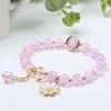 Link Armbänder Nette Süße Kristall Perlen Anhänger Armband Für Frauen Charme Rosa Gänseblümchen Blume Armreif Temperament Schmuck Zubehör Mädchen